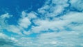 Panorama Blue Sky Clouds Heaven On Daylight. Skyscape Speeds Through Day. Cloud Formation. Summer Blue Sky. Royalty Free Stock Photo