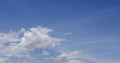 Panorama blue sky clouds pattern on daylight with copy space. Cumulus cloudscape air climate sunny day. Blue sky fluffy white Royalty Free Stock Photo