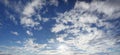 Panorama of blue sky with sun and clouds Royalty Free Stock Photo