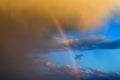 Panorama blue sky and white cloud with sun light and rainbow Royalty Free Stock Photo