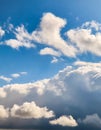Panorama Blue sky and white clouds. Fluffy cloud in the blue sky background