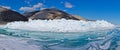 Panorama blue water of Lake Baikal hummocks