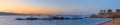 Panorama of boats at sunrise in Gulf of Aqaba Royalty Free Stock Photo