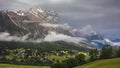 Panorama of Boite Valley with Monte Antelao, the highest mountain in the eastern Dolomites in northeastern Italy, southeast of th