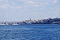 Panorama of the Bosphorus. Coastline and view of the Galata tower.