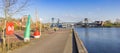 Panorama of the boulevard leading to the historic bridge in Wilhelmshaven