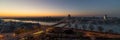 Panorama of Bratislava with Danube river during sunrise with fog Royalty Free Stock Photo