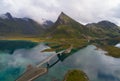 Panorama of the bridge, and mountains of Lofoten, Norway