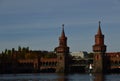 Panorama of the Bridge Oberbaumbruecke in Autumn at the River Spree in Kreuzberg . Friedrichshain in Berlin