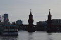 Panorama of the Bridge Oberbaumbruecke over the River Spree in Friedrichshain - Kreuzberg in Berlin