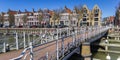 Panorama of a bridge over a canal in Harlingen