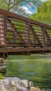 Panorama Bridge over glistening river with rocks on the bank at Ogden River Parkway