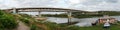 Panorama of the bridge over the Oka river Royalty Free Stock Photo