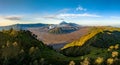 Panorama of Bromo volcano at sunrise, East Java, Indonesia Royalty Free Stock Photo