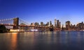 Panorama of Brooklyn Bridge and New York City at dusk Royalty Free Stock Photo