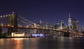 Panorama of Brooklyn Bridge and New York City at dusk Royalty Free Stock Photo