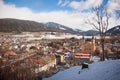 Panorama of Brunico town, Italy