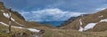 Panorama with the Bucegi Mountains plateau where you can see Omu Peak, Morarului Valley, Morarului Ridge and Costila Refuge and Te