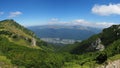 Panorama with Bucegi Mountains and Prahova Valley in Romania