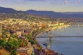 Panorama of Budapest city with Danube river and Chain bridge. Royalty Free Stock Photo