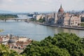 Panorama of Budapest with the Danube and the Parliament, Hungary. Royalty Free Stock Photo