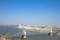 Panorama of Budapest with the Hungarian Parliament orszaghaz seen from the Budapest castle