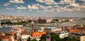 Panorama of Budapest old town, city by the Danube river Royalty Free Stock Photo