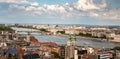 Panorama of Budapest old town, city by the Danube river Royalty Free Stock Photo