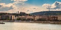 Panorama of Budapest old town, city by the Danube river Royalty Free Stock Photo