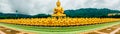 Panorama Buddha image of Lord buddha among the 1,250 monks, the symbol of Magha Puja day, Buddha Memorial park, Nakorn nayok