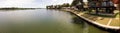 Panorama of Bung Chawak Resort lake and tree Houses