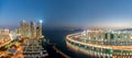 Panorama of Busan city skyline view at Haeundae district, Gwangalli Beach with yacht pier at Busan, South Korea. Royalty Free Stock Photo