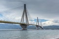 Panorama of The cable bridge between Rio and Antirrio, Patra, Greece Royalty Free Stock Photo