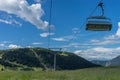 Panorama cable car lift of Seiser Alm Puflatsch Bullaccia, Alpe Di Siusi in Italy Royalty Free Stock Photo