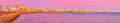 Panorama of Cadiz coastline at dusk, Spain