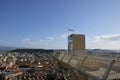 Panorama of Cagliari with modern lift or elevator - View from castello the old city - sardinia