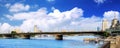 Panorama on Cairo, seafront of Nile River. Royalty Free Stock Photo