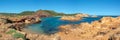 Panorama of Cala Pregonda beach in Menorca, Balearic islands Spain Royalty Free Stock Photo