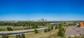 Panorama of Calgary and Rocky Mountains Royalty Free Stock Photo