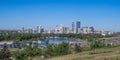 Panorama of Calgary and Rocky Mountains Royalty Free Stock Photo