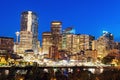 Panorama of Calgary at sunrise Royalty Free Stock Photo