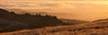 Panorama of California Bay Area fog at sunset Royalty Free Stock Photo