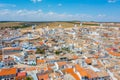 Panorama of Campo de Criptana dotted with white windmills, Spain Royalty Free Stock Photo