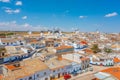 Panorama of Campo de Criptana dotted with white windmills, Spain Royalty Free Stock Photo