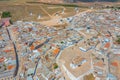 Panorama of Campo de Criptana dotted with white windmills, Spain Royalty Free Stock Photo