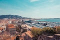 Panorama of Cannes, Cote d'Azur, France, South Europe. Nice city and luxury resort of French riviera. Famous tourist destination Royalty Free Stock Photo