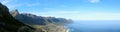 Panorama of Cape Town`s Camps Bay district and beaches with a view on twelve apostles mountain range Royalty Free Stock Photo