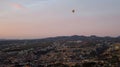 Panorama of Hot Air Balloons Inflating in Cappadocia Royalty Free Stock Photo