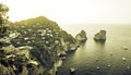 Panorama of Capri island with Faraglioni rocks