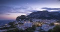 Panorama of Capri island at night, Italy Royalty Free Stock Photo